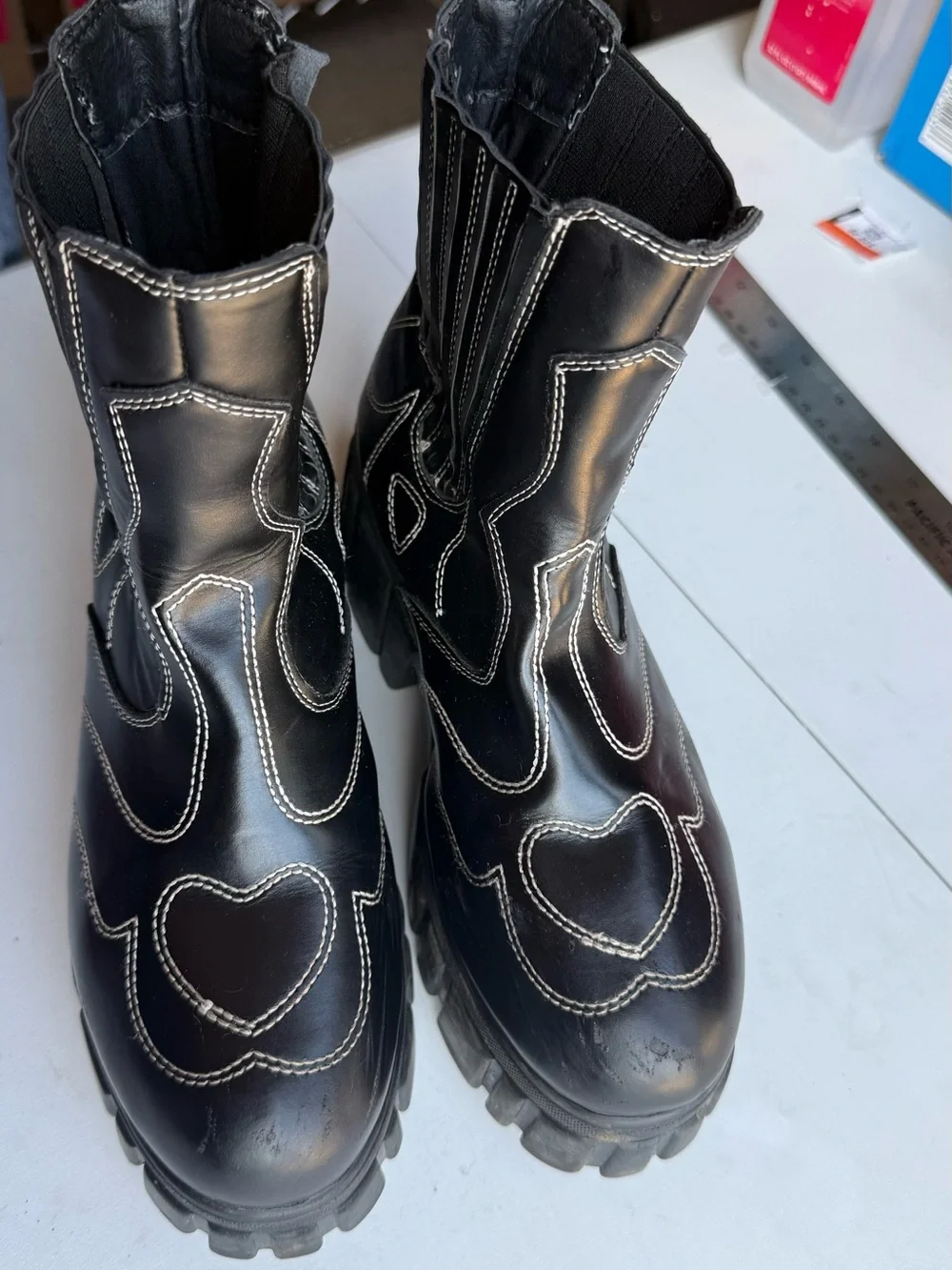 koi Black  Chunky Ankle Booties punk Gothic
